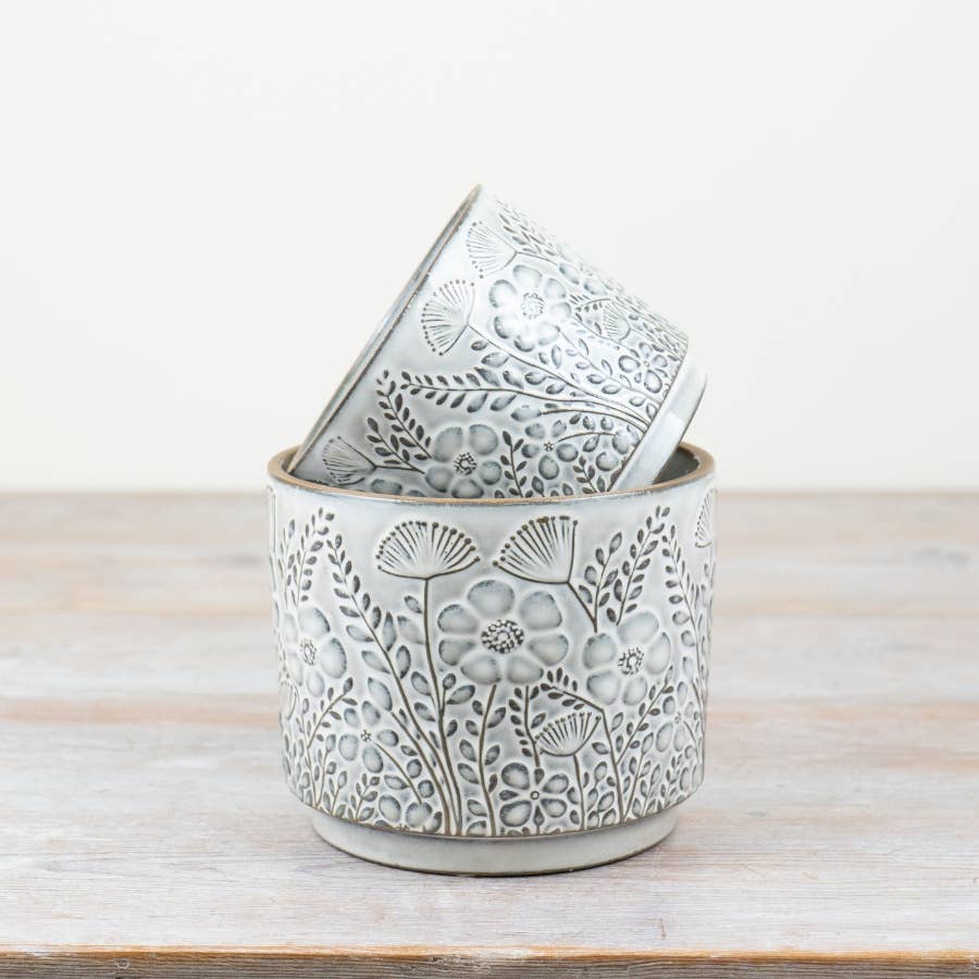 Floral Design Ceramic Flower Pot 11cm