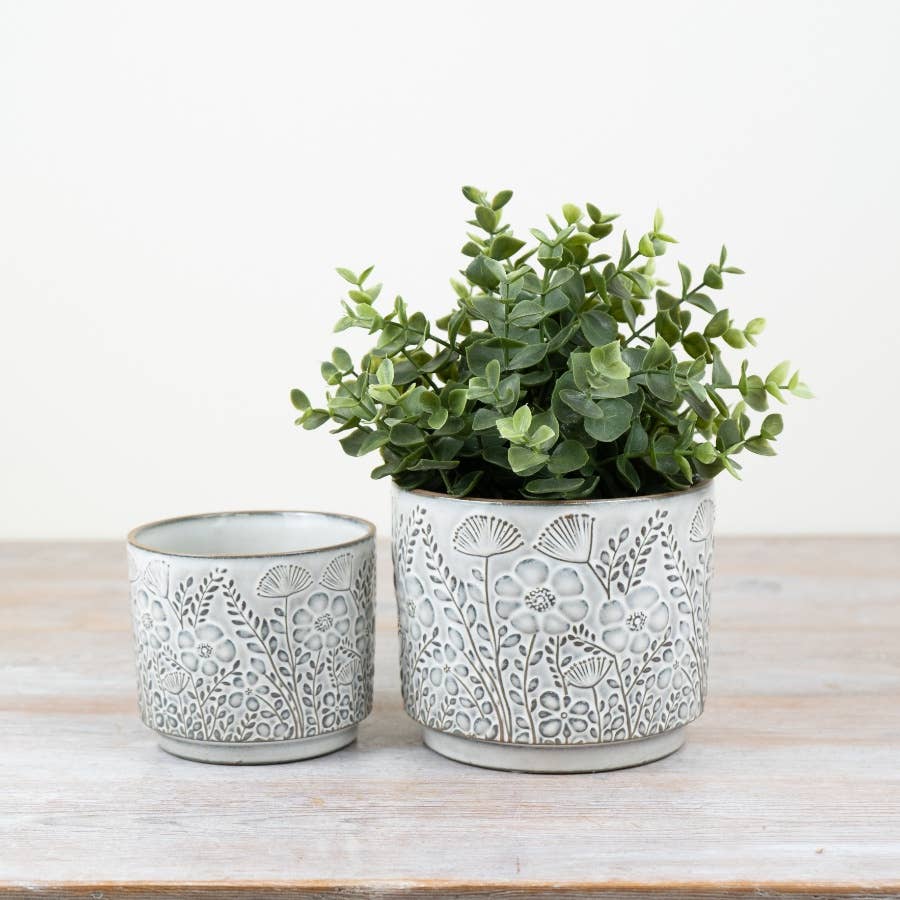Floral Design Ceramic Flower Pot 11cm